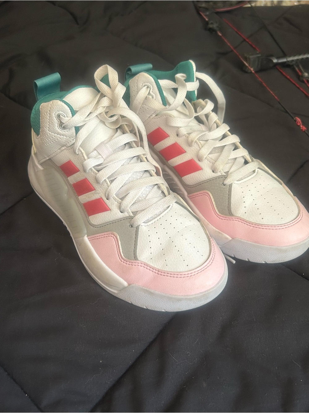 adidas Women's White Sneakers with Pink & Coral Accents